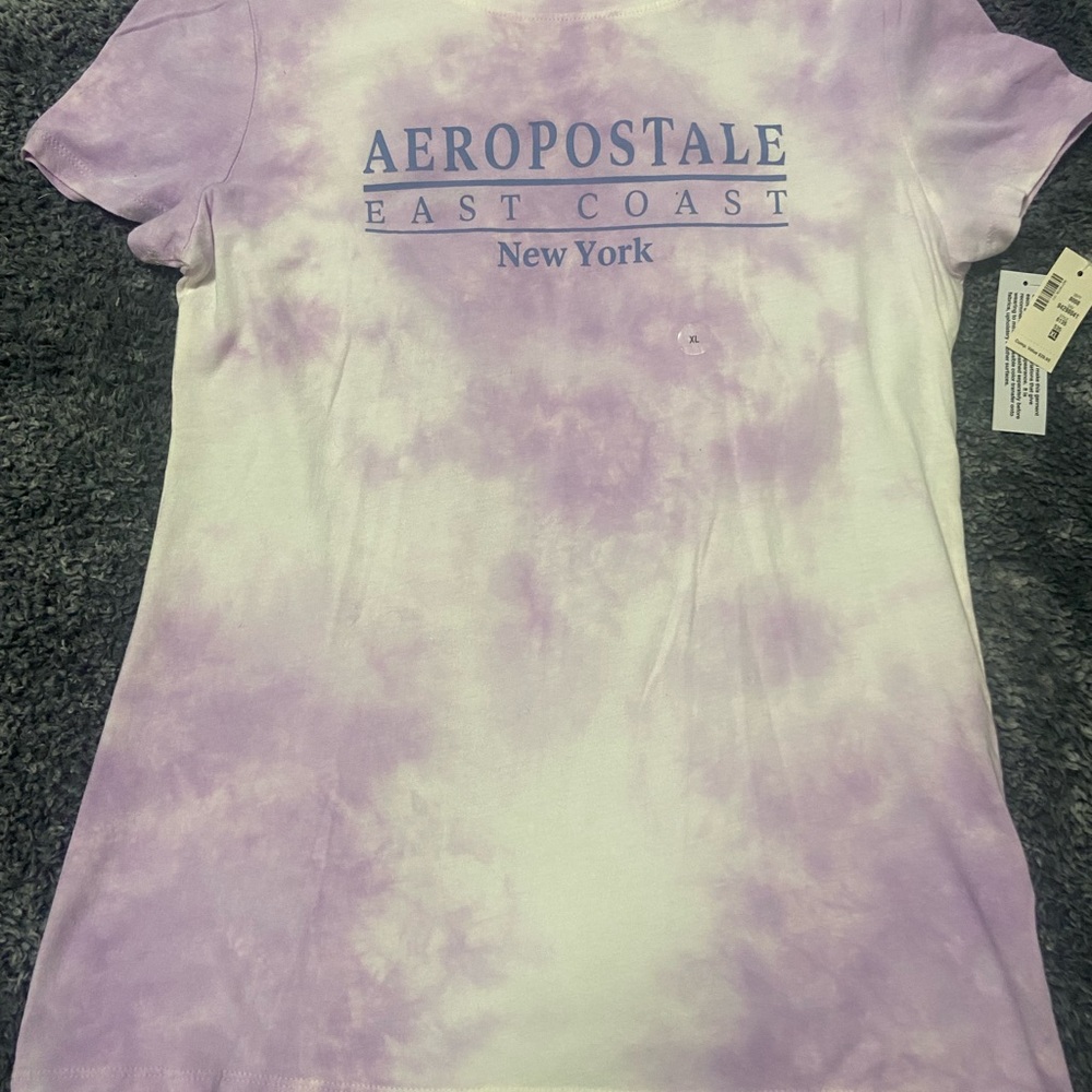 Aeropostale Classic Crew Tie-Dye Tee - Lavender & White, fitted XL